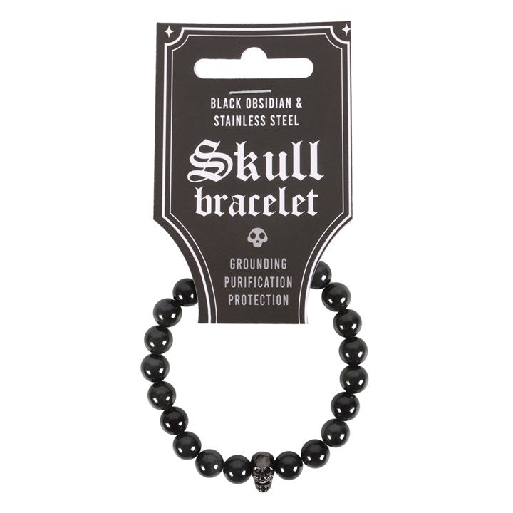 Skull Bracelet - Obsidian