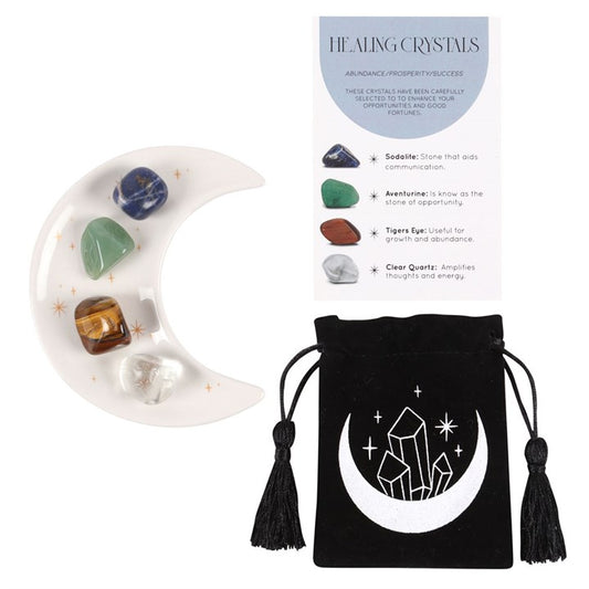 Healing Crystal Set with Moon Dish - Prosperity