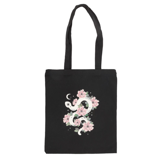 Floral Snake Cotton Tote Bag