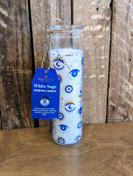 All Seeing Eye White Sage Tube Candle